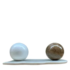 Fermalibro in ceramica con 2 sfere e base