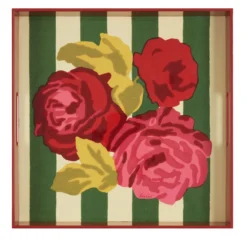 Fiore Nizam su sfondo verde e bianco Vassoio quadrato