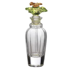 Flacone di profumo con tappo a fiore in murano verde cristallo