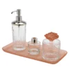 Fragranze Set di 4 accessori da bagno in vetro rosa