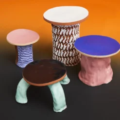Fungo, alzata per torte a 3 gambe Tiffany e rosa cipria