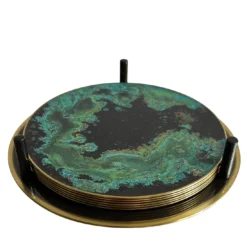 Geografie Emozionali Set di 6 sottobicchieri con contenitore in ottone brunito #7