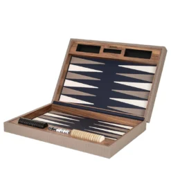Gioco da tavolo Backgammon blu navy e grigio tortora