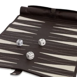 Gioco da tavolo Backgammon Soft Travel 30 in pelle marrone cacao