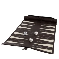 Gioco da tavolo Backgammon Soft Travel 30 in pelle marrone cacao