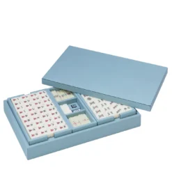 Gioco da Tavolo Mahjong in Pelle Azzurra