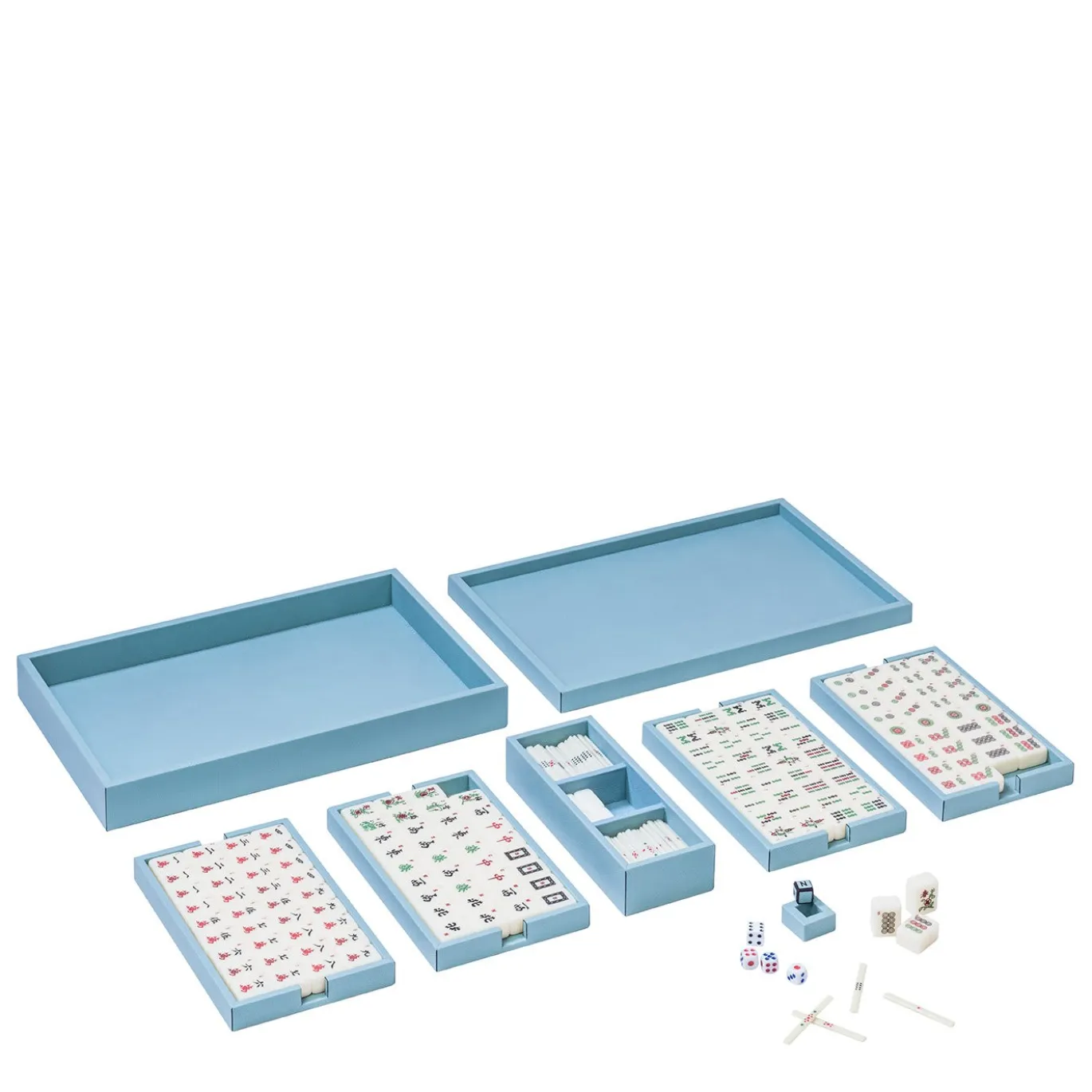 Gioco da Tavolo Mahjong in Pelle Azzurra