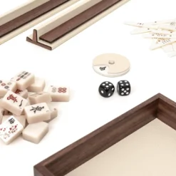 Gioco da Tavolo Mahjong in Pelle Beige