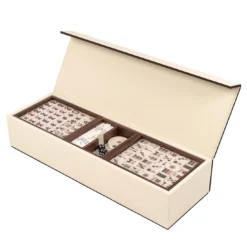 Gioco da Tavolo Mahjong in Pelle Beige