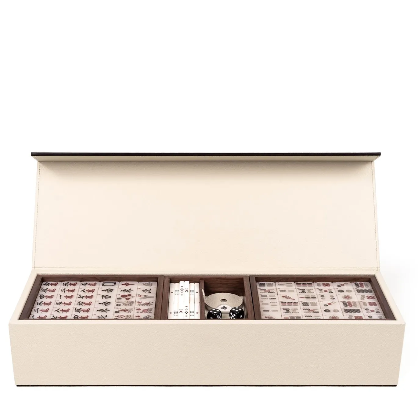 Gioco da Tavolo Mahjong in Pelle Beige