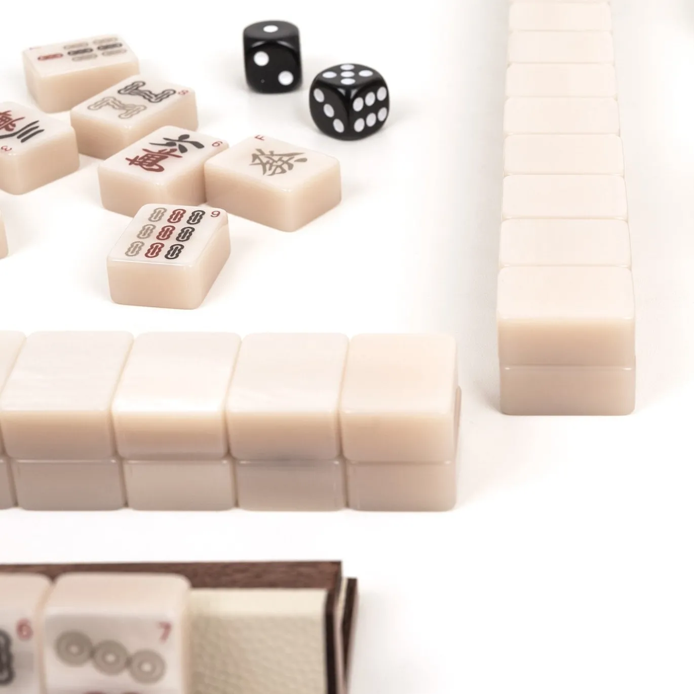Gioco da Tavolo Mahjong in Pelle Beige
