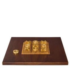 Gioco da Tavolo Tic Tac Toe in Legno con Pedine in Ottone