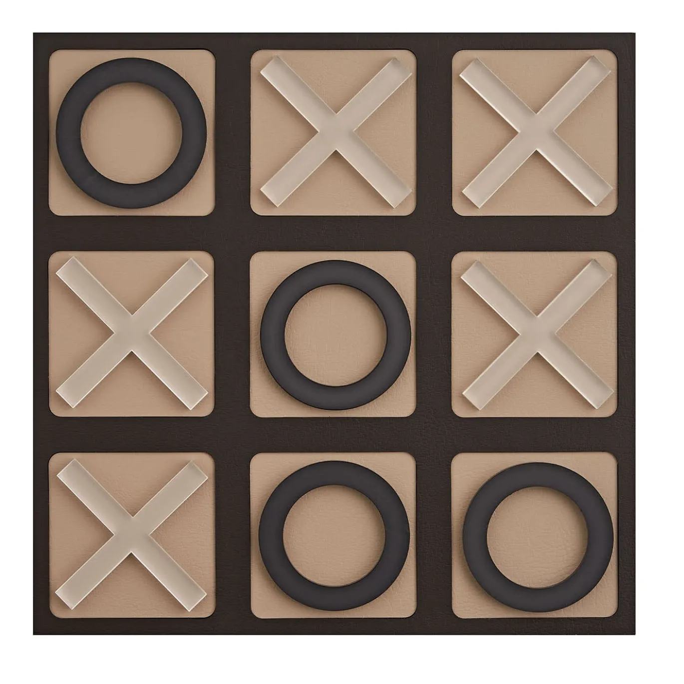 Gioco da Tris in pelle color cioccolato e cappuccino