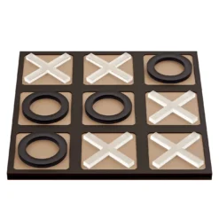 Gioco da Tris in pelle color cioccolato e cappuccino