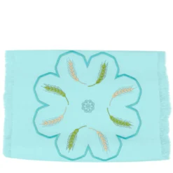 Grano - Runner turchese con frange multicolore