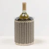Guimet, refrigeratore per bottiglie in pelle e rattan di colore beige