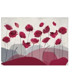 Happy Poppy White Nature Carta da parati