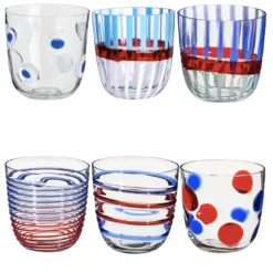 I Diversi Set di 6 bicchieri blu/rossi N. 1