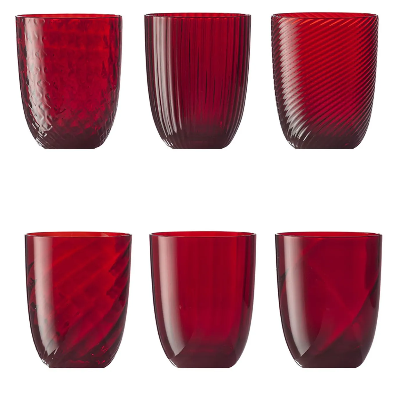 Idra Set di 6 bicchieri rossi assortiti