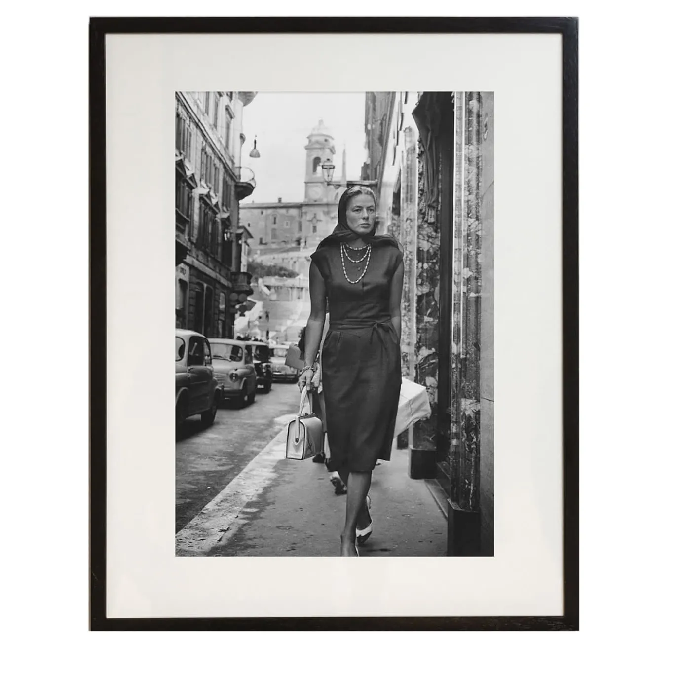 Ingrid Bergman a Roma, stampa con cornice di Keystone