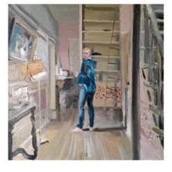 Interno con scala Pittura ad olio su tela