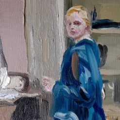 Interno con scala Pittura ad olio su tela
