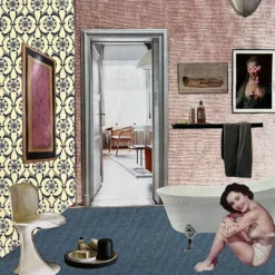 Interno Giorno con Liz Taylor Collage con materiali riciclati