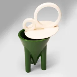 Iperbole 2 Contenitore per caffè in ceramica bianca e verde