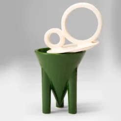 Iperbole 2 Contenitore per caffè in ceramica bianca e verde