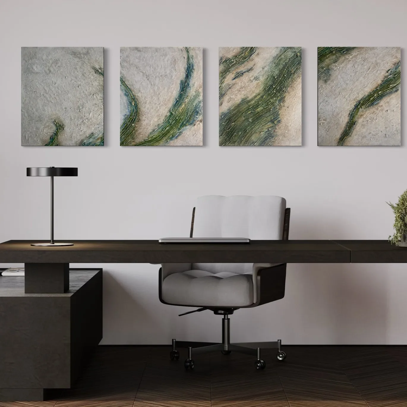 Jade Layers Opera d'Arte Astratta in Resina