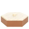 Kelly Scatola esagonale bassa camel con coperchio