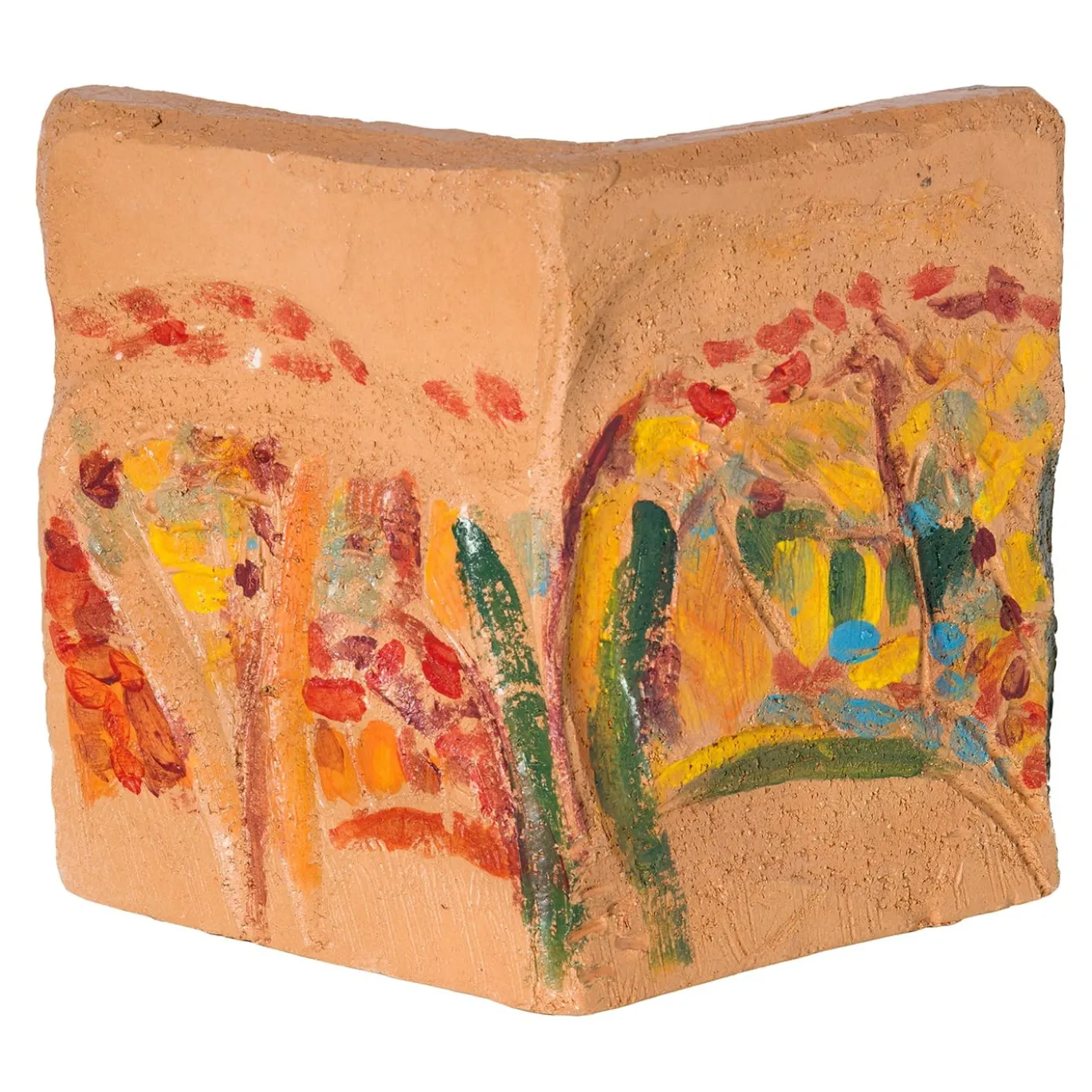 La Terra in Fiore Scultura Decorativa in Ceramica Dipinta