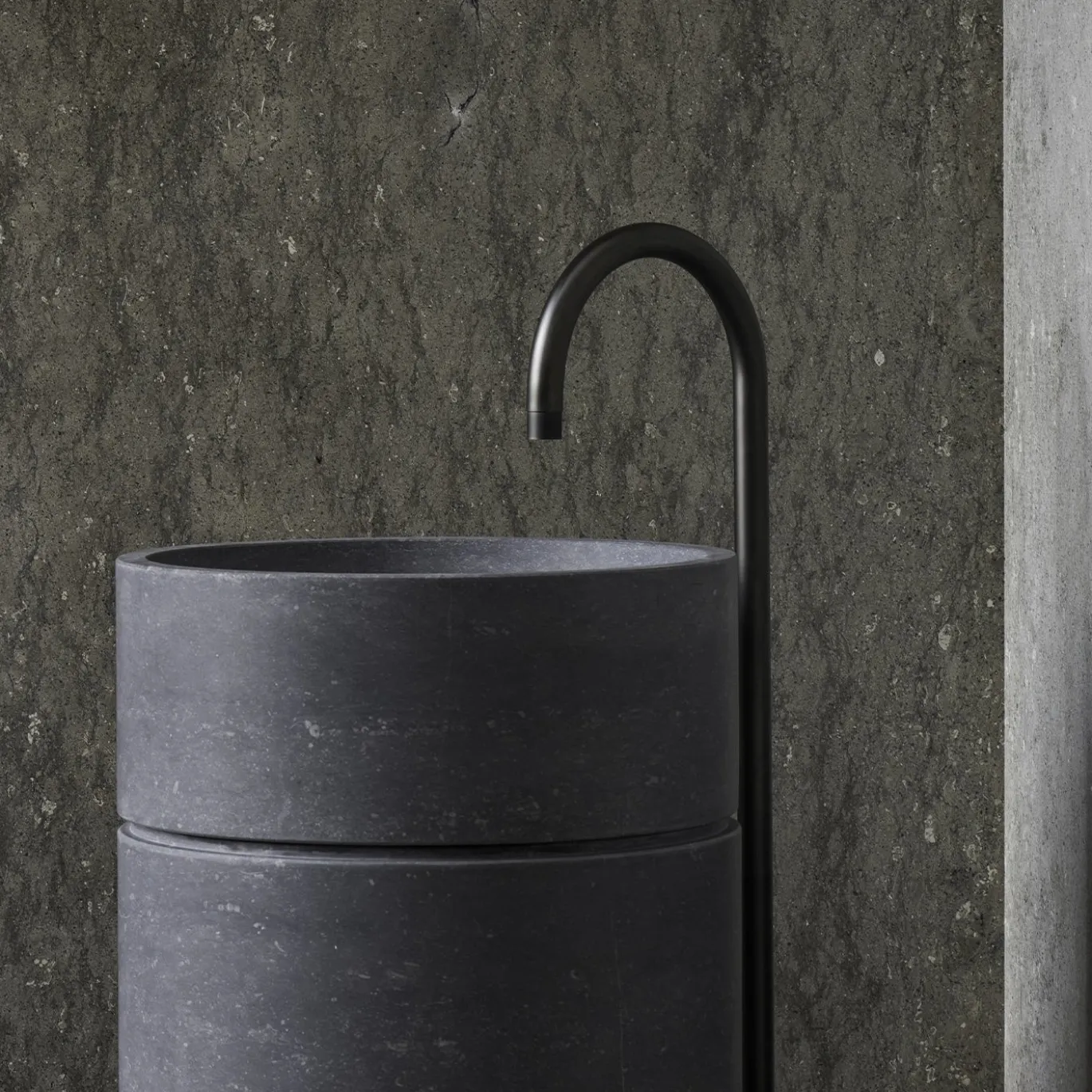 Lavabo autoportante Cilindro in marmo Blu Belgio