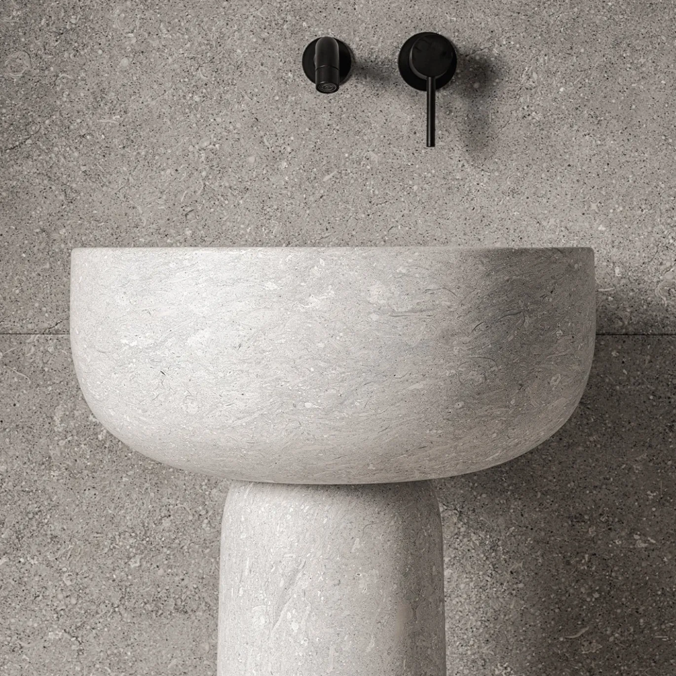 Lavabo autoportante Tetide in pietra di Vicenza grigia