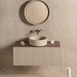Lavabo da piano in marmo beige rotondo Sartoriale