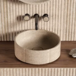 Lavabo da piano in marmo beige rotondo Sartoriale