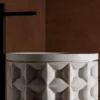 Lavabo in marmo Bianco del Re a colonna cilindrica Dawn