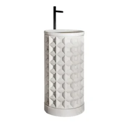 Lavabo in marmo Bianco del Re a colonna cilindrica Dawn