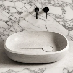 Lavabo ovale Dolina in pietra di Vicenza grigia