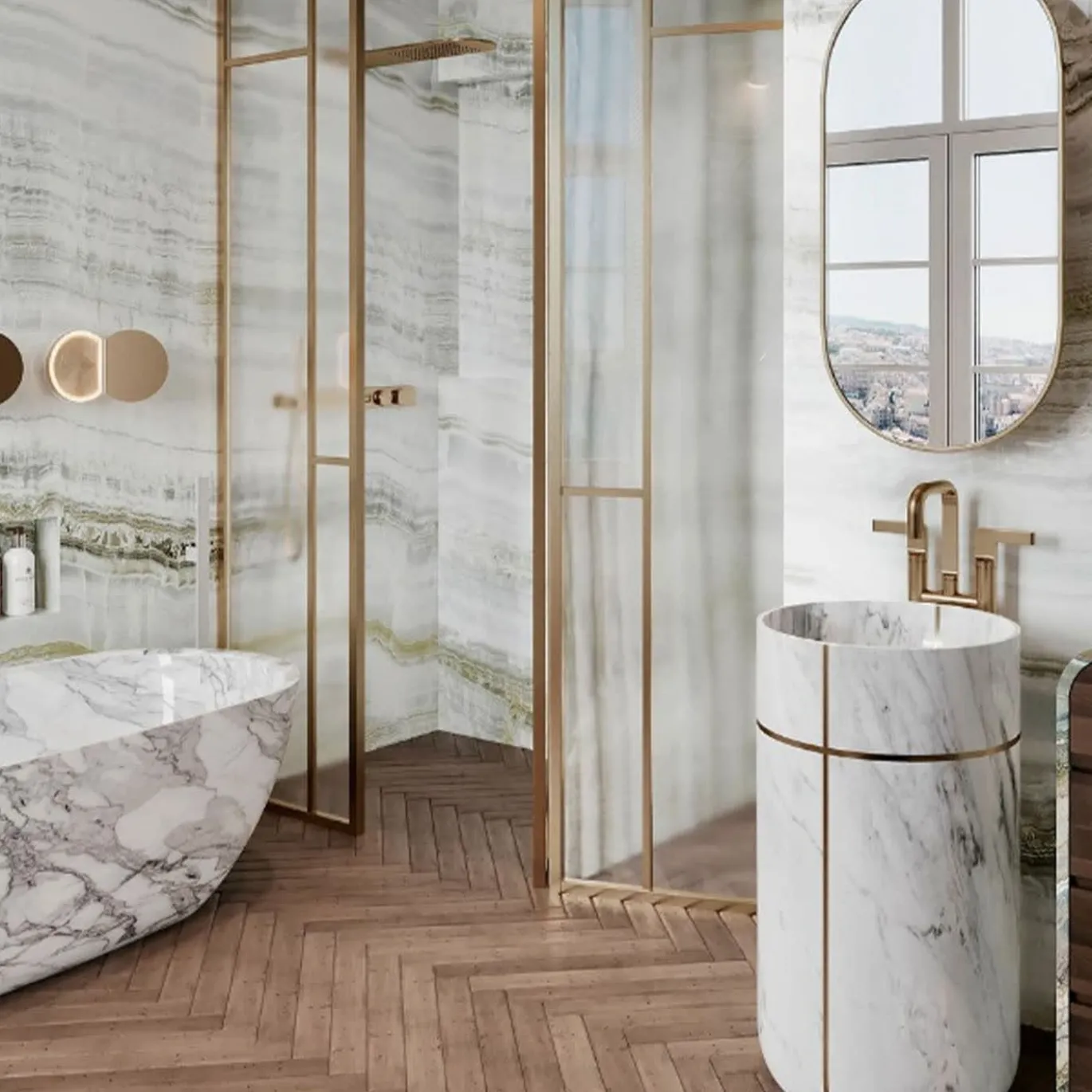 Lavabo Tao Freestanding in Calacatta Oro
