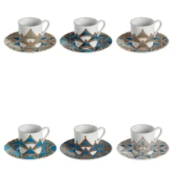 Le Volte Celesti 6 tazzine da caffè porcellana con architetture