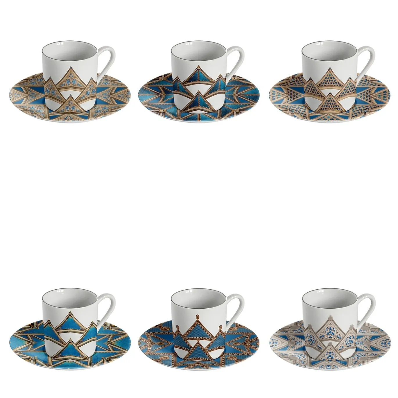 Le Volte Celesti 6 tazzine da caffè porcellana con architetture