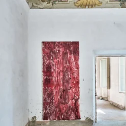 Lino Dipinto a Mano Deserto Rosso