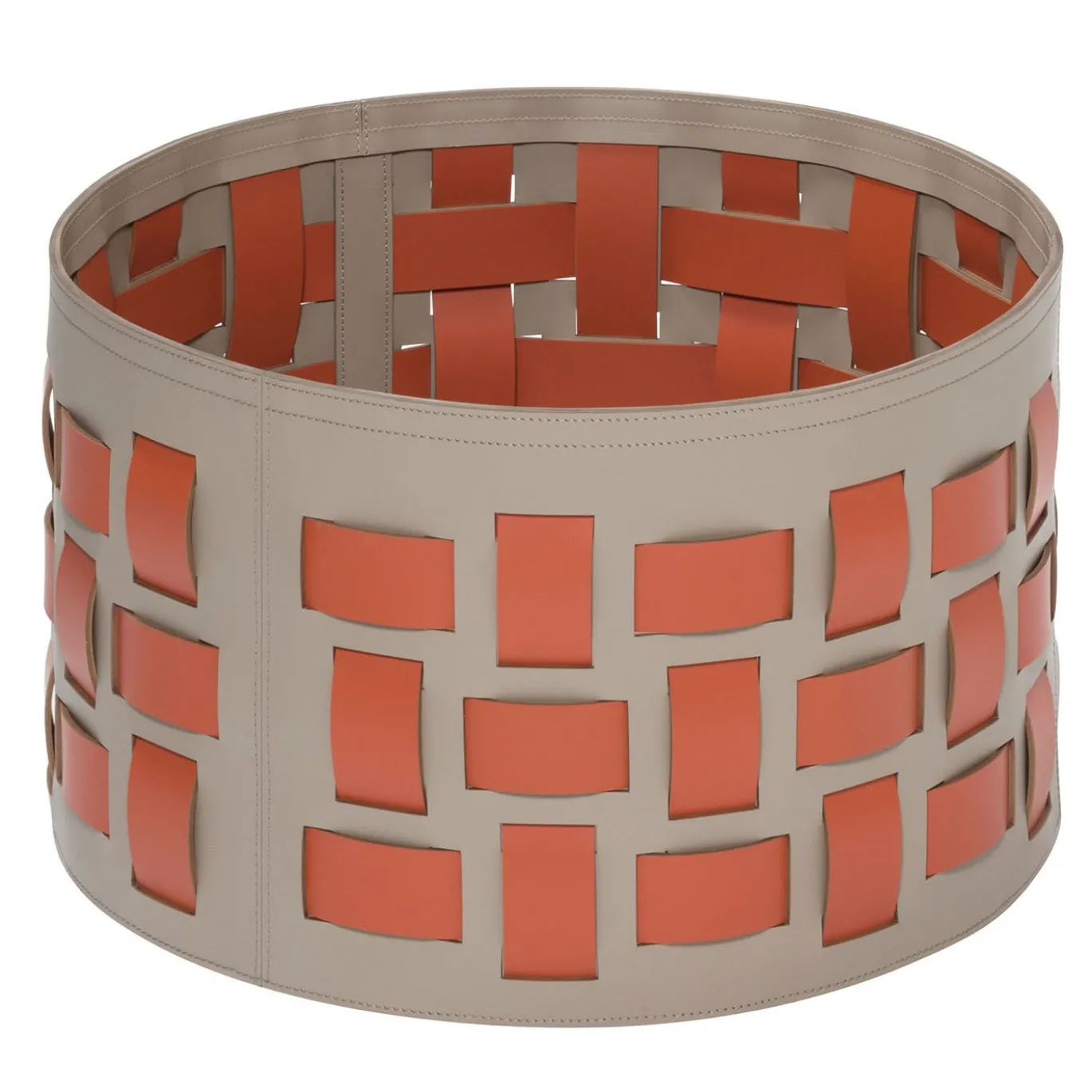 Lisbona 9 Cestino rotondo arancione e beige