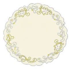 Luminaria Festa Set di 2 tovagliette per piatti in lino bianco ricamate in oro