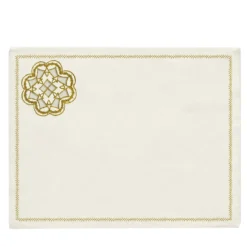Luminaria Rosone Set di 2 tovagliette di lino ricamate in oro