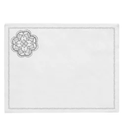 Luminaria Rosone Set di 2 tovagliette di lino ricamate in argento