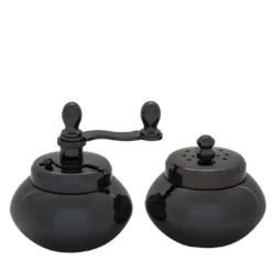 Macinapepe e saliera in ottone nichelato nero