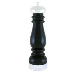 Macinapepe in legno nero e ottone argentato