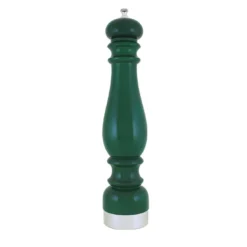Macinapepe in legno verde e ottone argentato